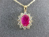 ESTATE LARGE 1.98CT DIAMOND & AAA RUBY 14K YELLOW GOLD 3D OVAL FLOWER PENDANT