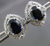 ESTATE LARGE 4.11CT DIAMOND SAPPHIRE 14K WHITE GOLD ETOILE HALO HANGING EARRINGS