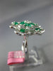 ESTATE LARGE 1.37CT DIAMOND & AAA EMERALD 18KT WHITE GOLD MULTI HEART LOVE RING