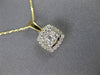 ESTATE .25CT DIAMOND 14KT TWO TONE GOLD 3D SQUARE CLUSTER HALO FLOATING PENDANT