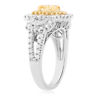 ESTATE LARGE 1.83CT WHITE & FANCY YELLOW DIAMOND 18K 2 TONE GOLD ENGAGEMENT RING