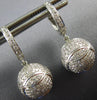ESTATE 1.52CT DIAMOND 18KT WHITE GOLD 3D SOCCER BALL HANGING FUN EARRINGS