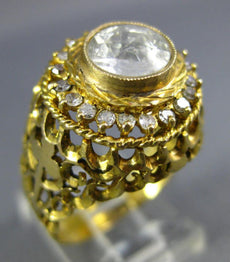 ANTIQUE LARGE 1.55CT DIAMOND 18K YELLOW GOLD OPEN FILIGREE CROSS ENGAGEMENT RING