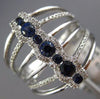ESTATE WIDE .70CT DIAMOND & AAA SAPPHIRE 14K WHITE GOLD 3D MULTI ROW ETOILE RING