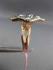 ESTATE LARGE .21CT DIAMOND & AAA CRYSTAL 14KT ROSE GOLD 3D FLOWER LEAF FUN RING