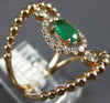 ESTATE LARGE .76CT DIAMOND & AAA EMERALD 14KT ROSE GOLD 3D OVAL BEADED FUN RING