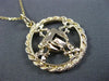 ESTATE LARGE 14KT YELLOW GOLD FLOWER CIRCLE OF LIFE CHAI FLOATING PENDANT #24793