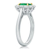 ESTATE 1.80CT DIAMOND & AAA EMERALD 18K 2 TONE GOLD 3D OVAL HALO ENGAGEMENT RING
