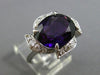 ESTATE LARGE 3.35CT DIAMOND & AMETHYST 18K WHITE GOLD 3D OVAL FLOWER RING #25402