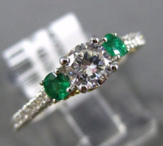 .89CT DIAMOND & AAA COLOMBIAN EMERALD 14K TWO TONE GOLD FILIGREE ENGAGEMENT RING