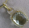 ESTATE LARGE 4.30CT DIAMOND & GREEN AMETHYST 14K YELLOW GOLD RECTANGULAR PENDANT