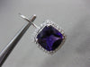 ESTATE LARGE 4.36CT DIAMOND & AMETHYST 14KT WHITE GOLD SQUARE HANGING EARRINGS