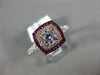 ESTATE 1.32CT DIAMOND & AAA RUBY 14KT WHITE & ROSE GOLD 3D HALO ENGAGEMENT RING
