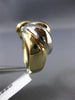 ESTATE LARGE 14KT WHITE & YELLOW GOLD HANDCRAFTED DOUBLE HEART LOVE RING #22799