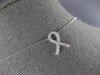 ESTATE .18CT DIAMOND 14KT WHITE GOLD 3D CANCER AWARENESS SIGN NECKLACE