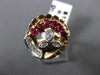 ANTIQUE LARGE .50CT DIAMOND & AAA RUBY 14K WHITE & ROSE GOLD FLOWER RING #25642