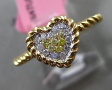 ESTATE .13CT WHITE & YELLOW DIAMOND 18K TWO TONE GOLD ROPE HEART SHAPE LOVE RING