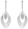 ESTATE .28CT DIAMOND 14KT WHITE GOLD CLASSIC CLUSTER TEAR DROP HANGING EARRINGS