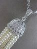 ESTATE EXTRA LARGE 1.27CT DIAMOND & AAA PEARL 18KT WHITE GOLD 3D TASSLE NECKLACE