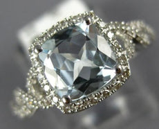 1.40CT DIAMOND & AAA AQUAMARINE 14KT WHITE GOLD HALO CUSHION CUT ENGAGEMENT RING