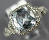 1.40CT DIAMOND & AAA AQUAMARINE 14KT WHITE GOLD HALO CUSHION CUT ENGAGEMENT RING