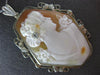 ANTIQUE LARGE .05CT DIAMOND 14KT WHITE GOLD 3D LADY CAMEO FLOWER PENDANT #21074