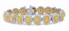 LARGE 12.16CT WHITE & FANCY YELLOW DIAMOND 18KT YELLOW GOLD HALO TENNIS BRACELET