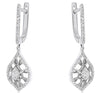 ESTATE .33CT DIAMOND 14KT WHITE GOLD 3D FLOWER TEAR DROP HANGING EARRINGS