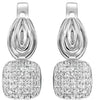 ESTATE .36CT DIAMOND 14K WHITE GOLD 3D CLUSTER SQUARE TEAR DROP HANGING EARRINGS