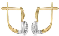 ESTATE .37CT DIAMOND 14KT 2 TONE GOLD CLUSTER SQUARE TEAR DROP HANGING EARRINGS