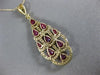 ESTATE 3.78CT DIAMOND & AAA RUBY 14KT YELLOW GOLD 3D TEAR DROP JOURNEY PENDANT