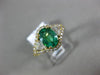 ESTATE 1.42CT DIAMOND & AAA EMERALD 14KT YELLOW GOLD 3D FLOWER ENGAGEMENT RING