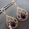 ESTATE 3.99CT DIAMOND & AAA EXTRA FACET AMETHYST 14KT ROSE GOLD 3D DROP EARRINGS