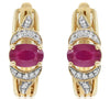 1.20CT DIAMOND & AAA RUBY 14K YELLOW GOLD OVAL & ROUND FILIGREE HANGING EARRINGS