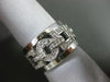 ANTIQUE WIDE .74CT DIAMOND 14KT WHITE GOLD 3D ROUND SQUARE LINK FUN RING #15742