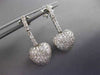 ESTATE LARGE 1.45CT DIAMOND 18KT WHITE GOLD PAVE HEART FLOATING HANGING EARRINGS