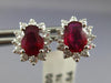ESTATE 2.32CT DIAMOND & AAA RUBY 14K WHITE GOLD OVAL FLOWER STUD EARRINGS #25794