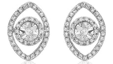 ESTATE .20CT DIAMOND 14KT WHITE GOLD 3D EVIL EYE LUCKY STUD EARRINGS