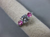 ESTATE 1.22CT DIAMOND & AAA PINK SAPPHIRE 14K WHITE GOLD 3 STONE ENGAGEMENT RING