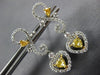 ESTATE 1.57CT WHITE & FANCY YELLOW DIAMOND 18KT TWO TONE GOLD 3D HEART EARRINGS
