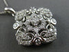 ESTATE .75CT DIAMOND 14KT WHITE GOLD FLOWER MULTI HEART SQUARE FILIGREE PENDANT