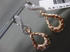 ESTATE LARGE 1.1CT DIAMOND 14KT WHITE & ROSE GOLD 3D LOVE KNOT HANGING EARRINGS