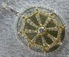 ESTATE .87CT DIAMOND 18K WHITE & YELLOW GOLD 3D SOLITAIRE SPIDER WEB FUN PENDANT