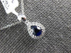 ESTATE .52CT DIAMOND & AAA SAPPHIRE 18KT WHITE GOLD PEAR SHAPE TEAR DROP PENDANT