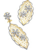 1.61CT DIAMOND 14KT YELLOW GOLD 3D MULTI FLOWER FILIGREE LEAF HANGING EARRINGS