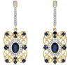 2.36CT DIAMOND & AAA SAPPHIRE 14KT YELLOW GOLD 3D MULTI HEART HANGING EARRINGS