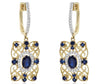 2.36CT DIAMOND & AAA SAPPHIRE 14KT YELLOW GOLD 3D MULTI HEART HANGING EARRINGS
