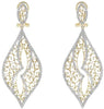 1.46CT DIAMOND 14KT YELLOW GOLD FILIGREE DOUBLE LEAF TEAR DROP HANGING EARRINGS
