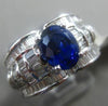 ESTATE WIDE 3.27CT DIAMOND & AAA SAPPHIRE 18KT WHITE GOLD 3D ENGAGEMENT RING