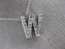 .38CT ROUND DIAMOND 14KT WHITE GOLD CLASSIC "W" INITIAL FLOATING PENDANT #18317